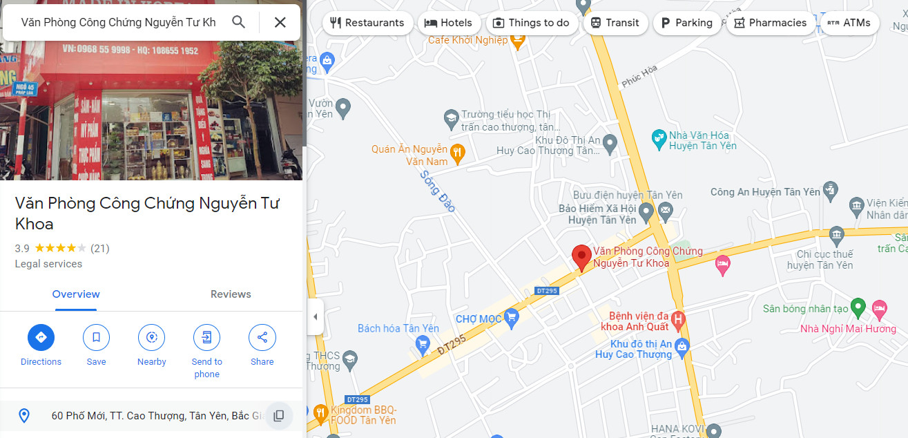 địa chỉ Văn phòng công chứng Nguyễn Tư Khoa
