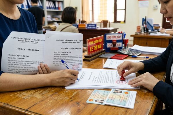 Công chứng văn bản tuyên bố tuổi
