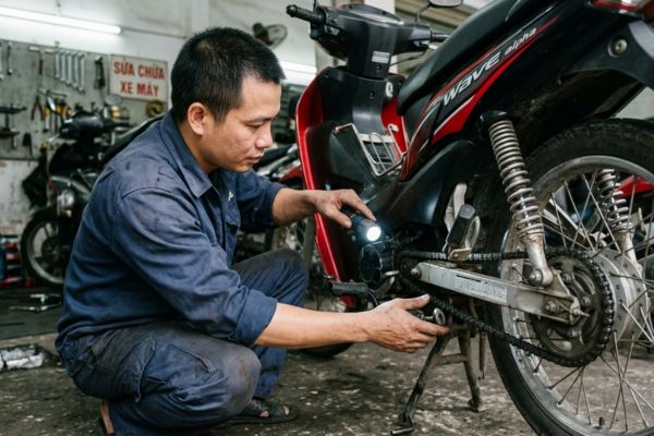 Kiểm tra dây curoa và xích xe máy