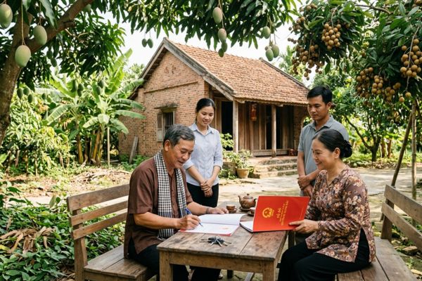 Mua nhà đất có sổ đỏ nhưng đất có cây trồng lâu năm