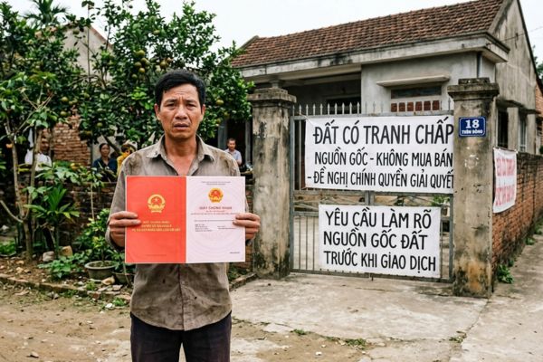 Mua nhà đất có sổ đỏ nhưng đất có tranh chấp về nguồn gốc