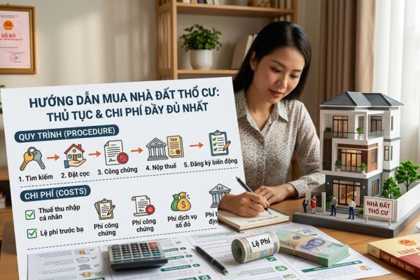 Mua nhà đất thổ cư: Thủ tục và chi phí đầy đủ nhất