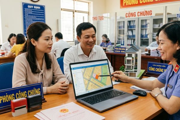 Bán nhà đã được số hóa dữ liệu đất đai: Tra cứu thông tin quy hoạch ngay tại phòng công chứng