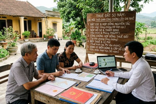 Thuê đất thời hạn 50 năm: Các mốc thời gian công chứng cần ghi nhớ