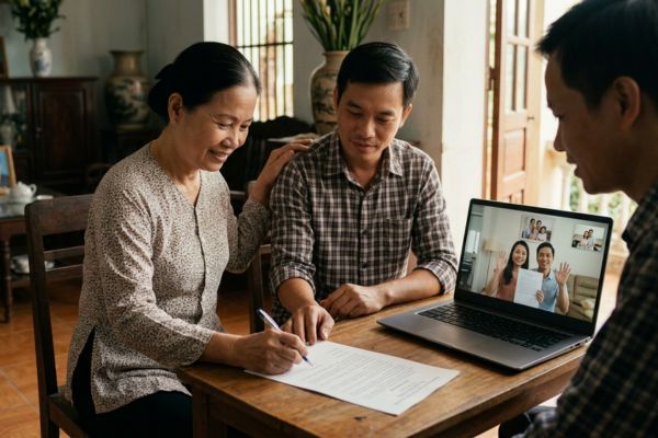 Cho tặng nhà đất cho người thân đang ở nước ngoài không thể về Việt Nam
