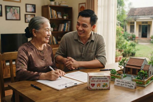 Cho tặng nhà đất có kèm thỏa thuận trích một phần lợi tức làm từ thiện hàng năm
