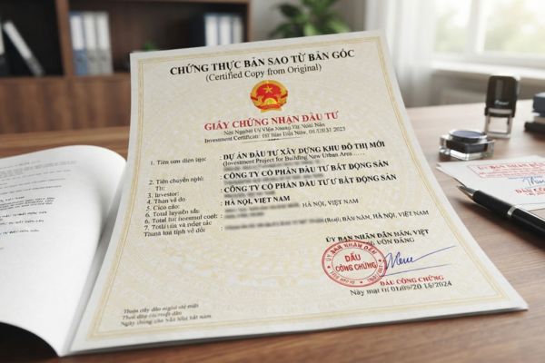 Chứng thực bản sao Giấy chứng nhận đầu tư của dự án bất động sản