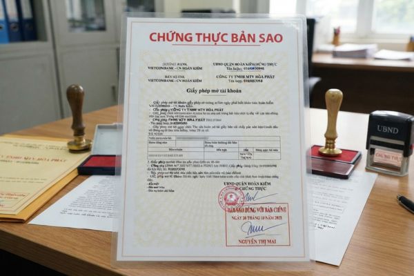 Chứng thực bản sao Giấy phép mở tài khoản ngân hàng của doanh nghiệp