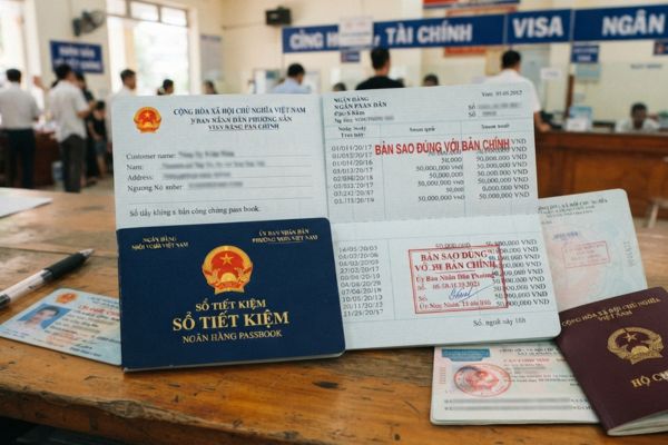 Chứng thực bản sao Sổ tiết kiệm ngân hàng để chứng minh tài chính xin Visa