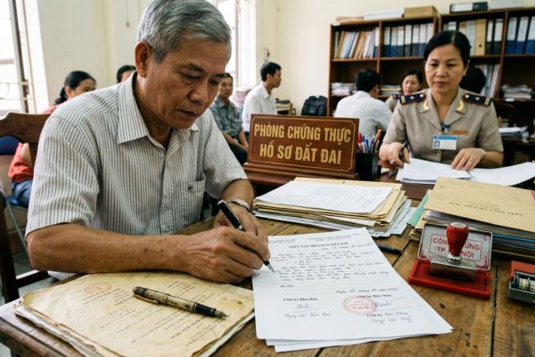 Có được chứng thực chữ ký trên giấy tay mua bán đất đai trước năm 2008?