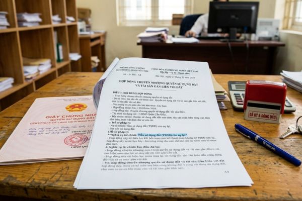 Hợp đồng mua bán nhà đất dính nghĩa vụ tài chính tiền sử dụng đất nợ lại