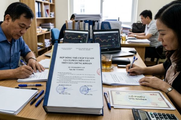 Hợp đồng thế chấp tài sản là cổ phần niêm yết trên sàn chứng khoán